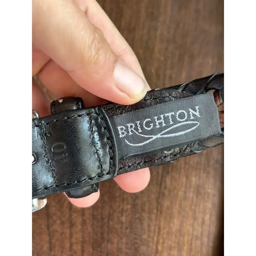 Vintage Brighton - Women's Black & Brown Woven Leather Belt - Size 40